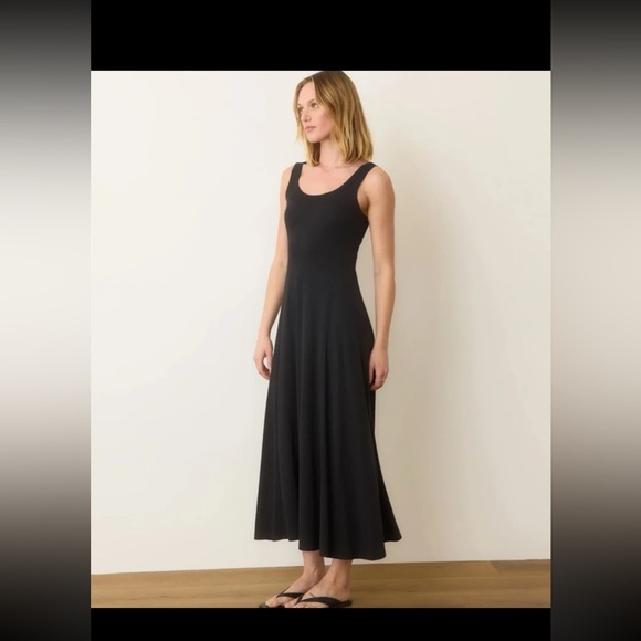 Marine Layer Lexi Rib Sun-In Fit & Flare Dress in Black 
size Medium - Picture 2 of 12